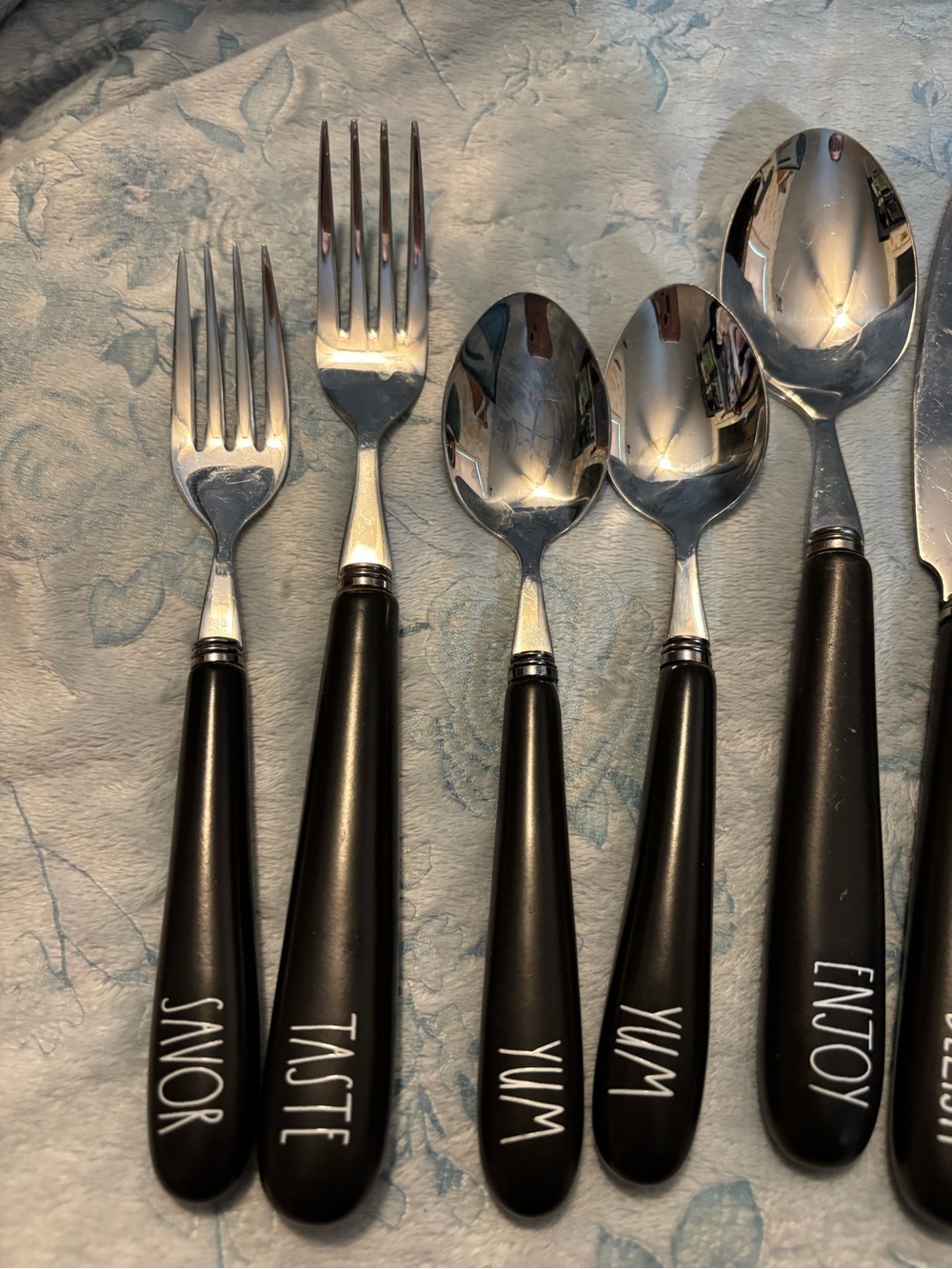 Rae Dunn Black Handle Stainless Steel Flatware Set - Picture 2 of 3